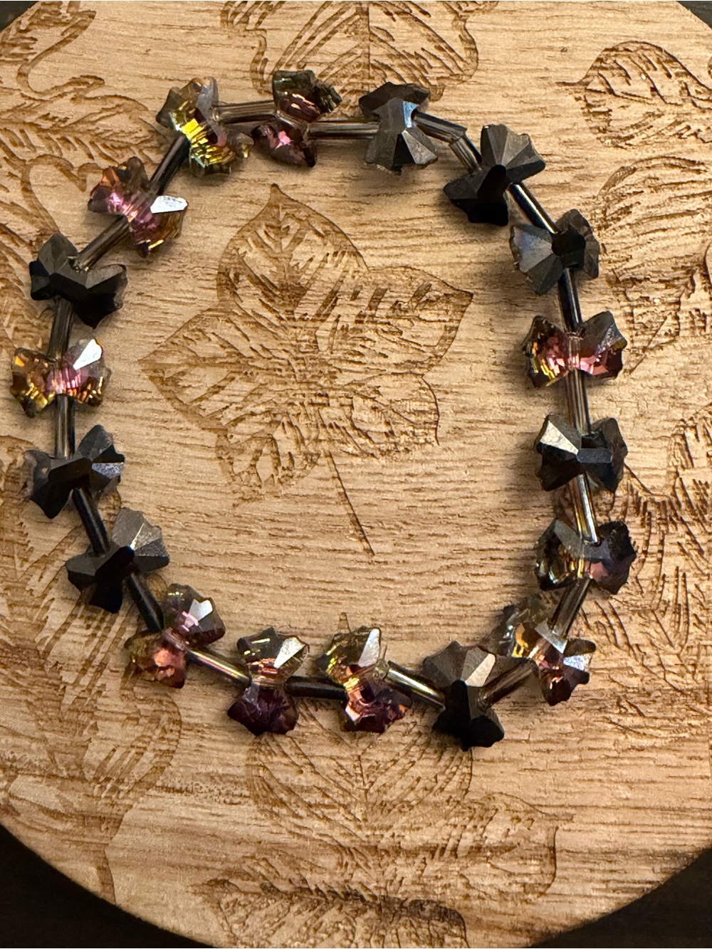 Iridescent Multi-Color Flower Stretch Bracelet - Women